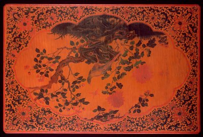 Tablero de mesa, período Kangxi (1662-1722) (madera lacada y tela de cáñamo) de Qing Dynasty Chinese School