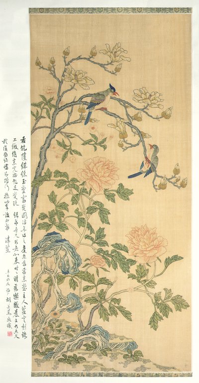 Pergamino Colgante de Tapiz, período Qianlong (1736-95) de Qing Dynasty Chinese School