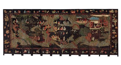 Pantalla de coromandel de doce paneles, siglo XVIII de Qing Dynasty Chinese School