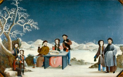 Escena invernal con fortaleza lejana, c.1800 (óleo sobre lienzo) de Qing Dynasty Chinese School