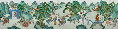Detalle de uno de un par de jarrones imperiales Famille Rose de Qing Dynasty   Jiaqing Period Chinese School