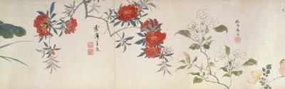 Flores, pergamino de mano de Qing Dynasty Chinese School