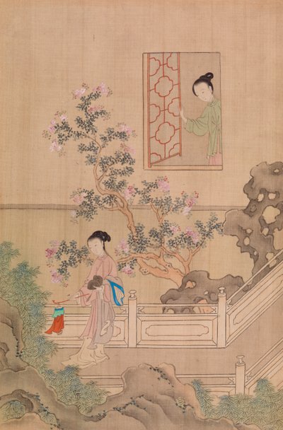 mujer en el puente - mujer en la ventana de Qiu Ying