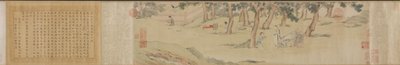 Zhao Mengfu escribiendo el Sutra del Corazón Hridaya a cambio de té, 1542-43 de Qiu Ying