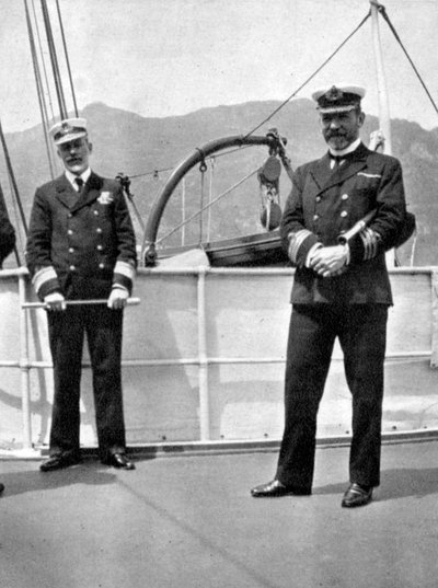 Comandante Sir Archibald Milne 1855-1938 con el capitán V Stanley, 1908 de Queen Alexandra