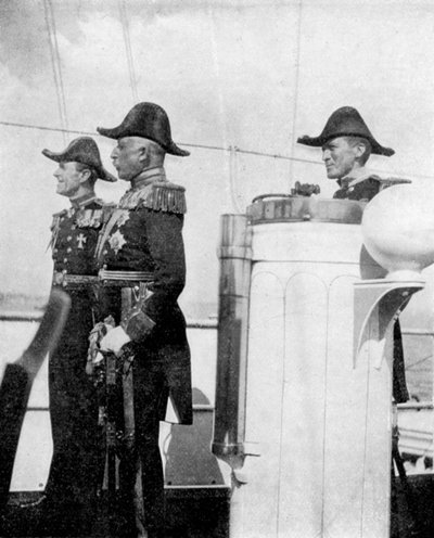 El Duque de Connaught con los comodores Keppel y Crampton, 1907 1908 de Queen Alexandra
