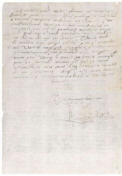 Carta en francés de Isabel I de Inglaterra a Enrique de Navarra, luego Enrique IV de Francia, c.1585 de Queen Elizabeth I of England and