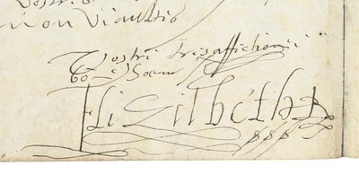 Firma en una carta de Isabel I de Inglaterra a Enrique IV de Francia, c.1596 de Queen Elizabeth I of England and