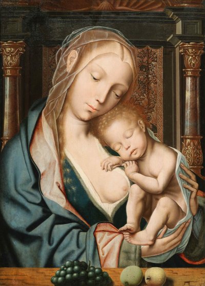 La Virgen con un racimo de uvas, siglo XVI de Quentin . Massys