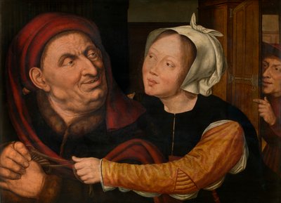 Amantes mal avenidos (óleo sobre panel) de Quentin Massys or Matsys