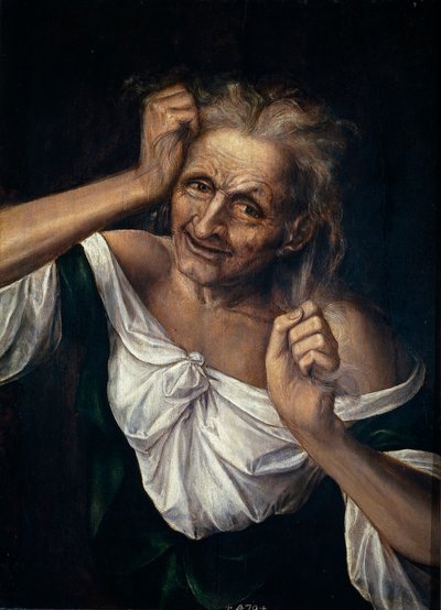 Vieja Mujer Desgarrándose el Cabello de Quentin Massys or Metsys