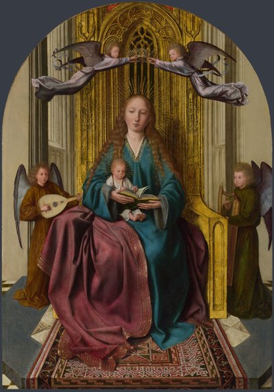 La Virgen y el Niño entronizados, con cuatro ángeles, c. 1495 de Quentin Massys or Metsys