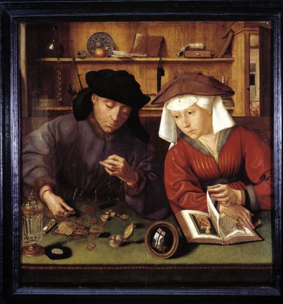 El cambista y su esposa "El prestamista y su esposa" por Quentin Metsys de Quentin Massys or Metsys