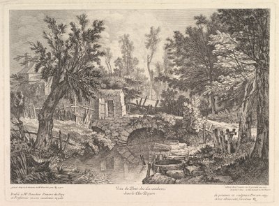 Vista del puente de Lavandieres en la casa campesina, mediados del siglo XVIII de Quentin Pierre Chedel