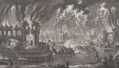 Vista de un incendio, siglo XVIII de Quentin Pierre Chedel