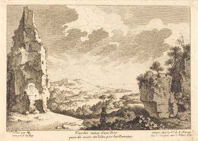 Vista de las ruinas de una torre que se dice fue construida por los romanos de Quentin Pierre Chedel after François Boucher