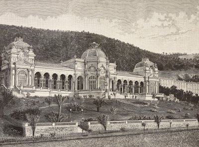 Casino en Ospedaletti, Italia, grabado de un dibujo de Quinto Cenni, de L