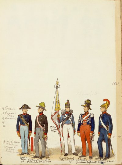 Uniformes militares, lámina en color de Quinto Cenni de Quinto Cenni