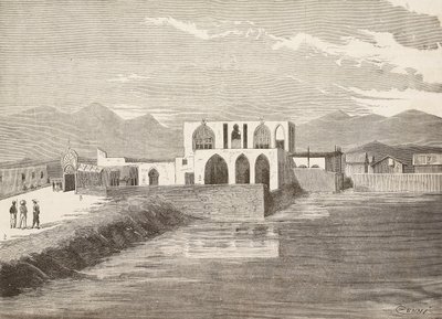 Palacio del Vicegobernador italiano, Massawa, Eritrea, grabado de un dibujo de Quinto Cenni y un boceto de Pieragostini, de L
