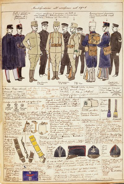 Variaciones de uniformes del Reino de Italia, placa en color de Quinto Cenni de Quinto Cenni