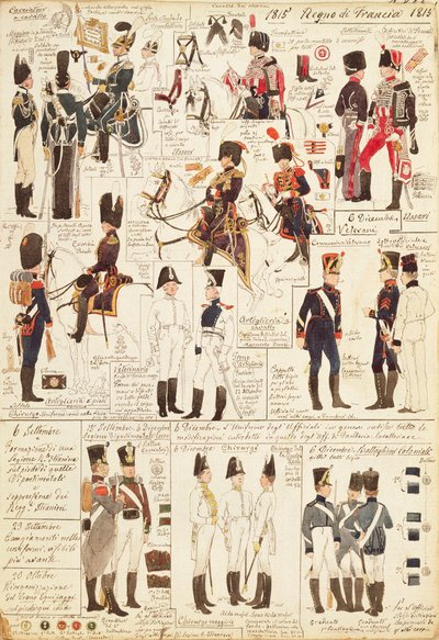 Uniformes de Cazadores a caballo del Reino de Francia, por Quinto Cenni, lámina en color de Quinto Cenni