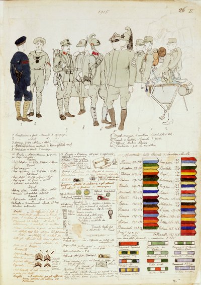 Uniformes del Reino de Italia, lámina en color por Quinto Cenni de Quinto Cenni
