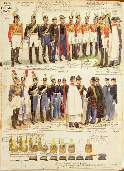 Uniformes de la Guardia Noble Papal, placa en color de Quinto Cenni de Quinto Cenni