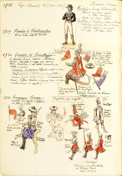 Uniformes del ejército de los Estados Pontificios en la época del Papa Clemente XI de Quinto Cenni