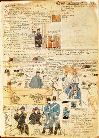 Uniformes del ejército del Reino de Cerdeña, lámina en color por Quinto Cenni de Quinto Cenni