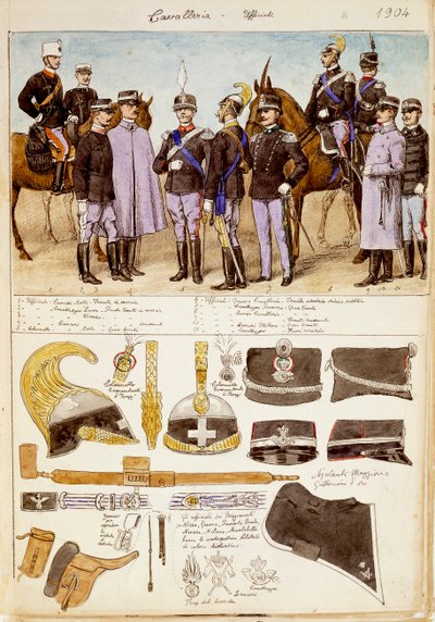 Uniformes de oficiales de caballería del Reino de Italia de Quinto Cenni