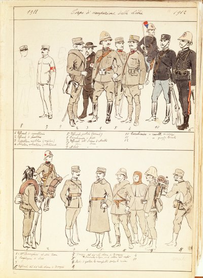 Uniformes de la fuerza de ocupación militar de Libia del Reino de Italia de Quinto Cenni