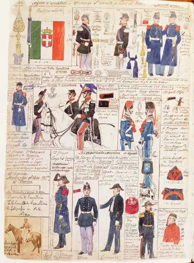 Uniformes del Risorgimento italiano, lámina en color de Quinto Cenni de Quinto Cenni