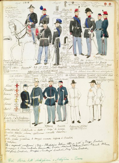 Uniformes del ejército piamontés de 1848 de Quinto Cenni