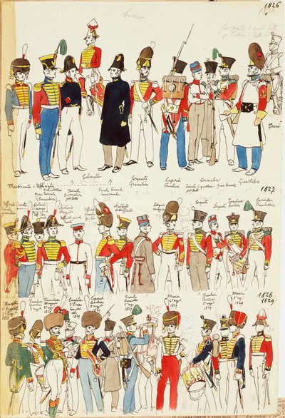 Varios uniformes, 1826-1829 de Quinto Cenni