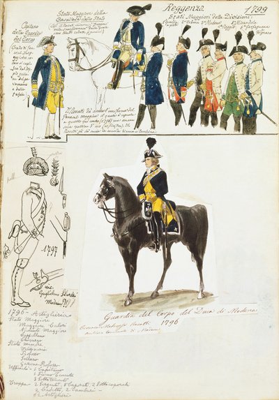Varios uniformes del Ducado de Módena de Quinto Cenni