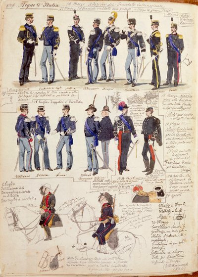 Varios uniformes del Reino de Italia por Quinto Cenni, placa en color de Quinto Cenni
