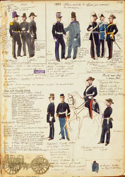 Varios uniformes del Reino de Cerdeña de Quinto Cenni