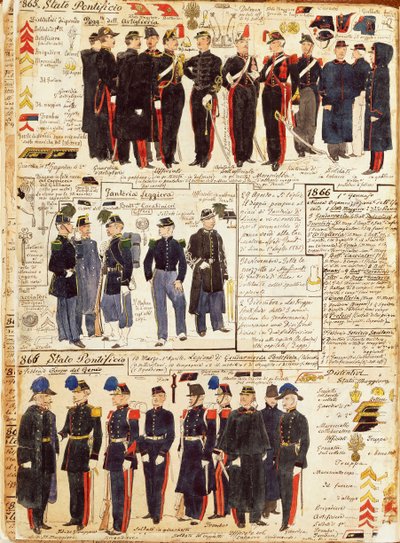 Varios uniformes de los Estados Pontificios de Quinto Cenni