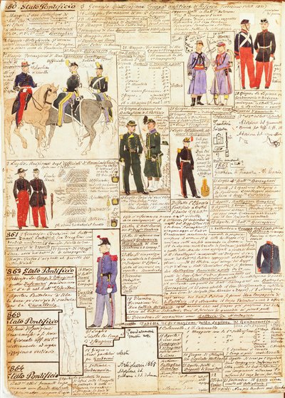 Varios uniformes de los Estados Pontificios de Quinto Cenni