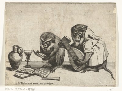 Dos monos hacen música Varias empresas de la vida humana presentadas por simios (título de la serie) de Quirin Boel