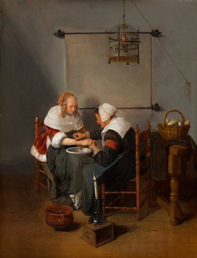 Una anciana sangrando a una joven, conocida como "La sangría", c.1660 de Quiringh Gerritsz. van Brekelenkam
