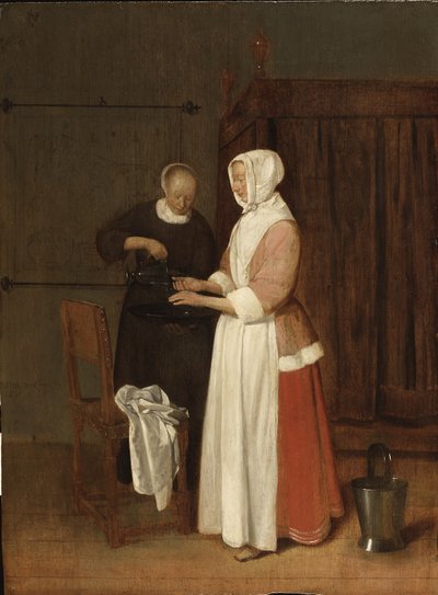 Una mujer lavándose las manos, 1662 de Quiringh Van Brekelenkam