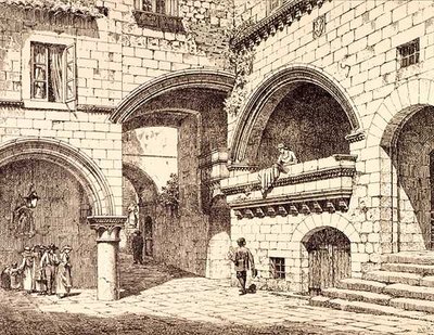 Parte de la Piazza San Pellegrino, Viterbo, Italia, de 