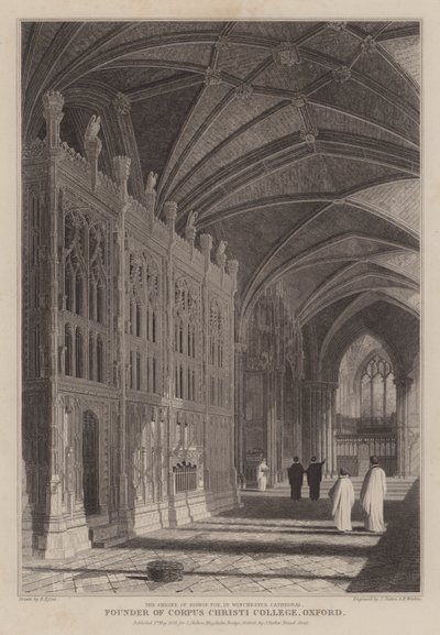 El santuario del Obispo Foxe, fundador del Corpus Christi College, Oxford, en la Catedral de Winchester de R. (after) Essex