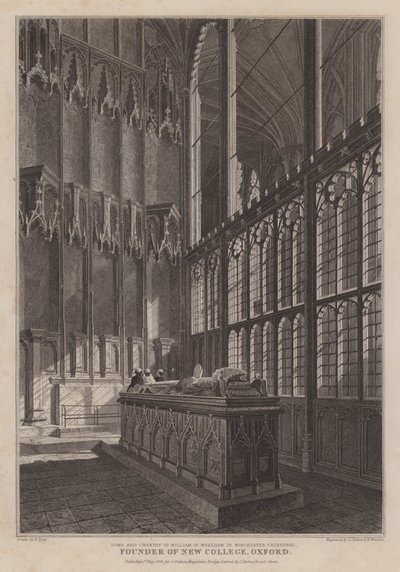 Tumba y capilla de William de Wykeham, fundador del New College, Oxford, en la Catedral de Winchester de R. (after) Essex