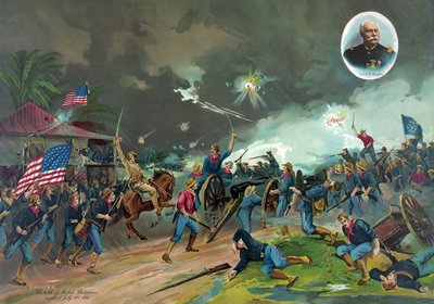 La batalla de Malate, Filipinas, noche del 31 de julio de 1898 (cromolitografía) de R. Hencke