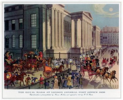 El correo real en la Oficina General de Correos de Londres, 1830 de R. Reeves