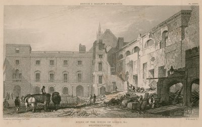 Ruinas de la Casa de los Lores, Westminster de R. W. Billings