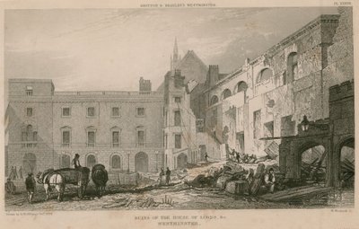 Ruinas de la Cámara de los Lores, Westminster, Londres de R. W. Billings