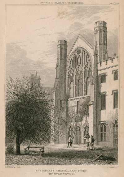 Capilla de San Esteban, Westminster, Londres, fachada este de R. W. Billings